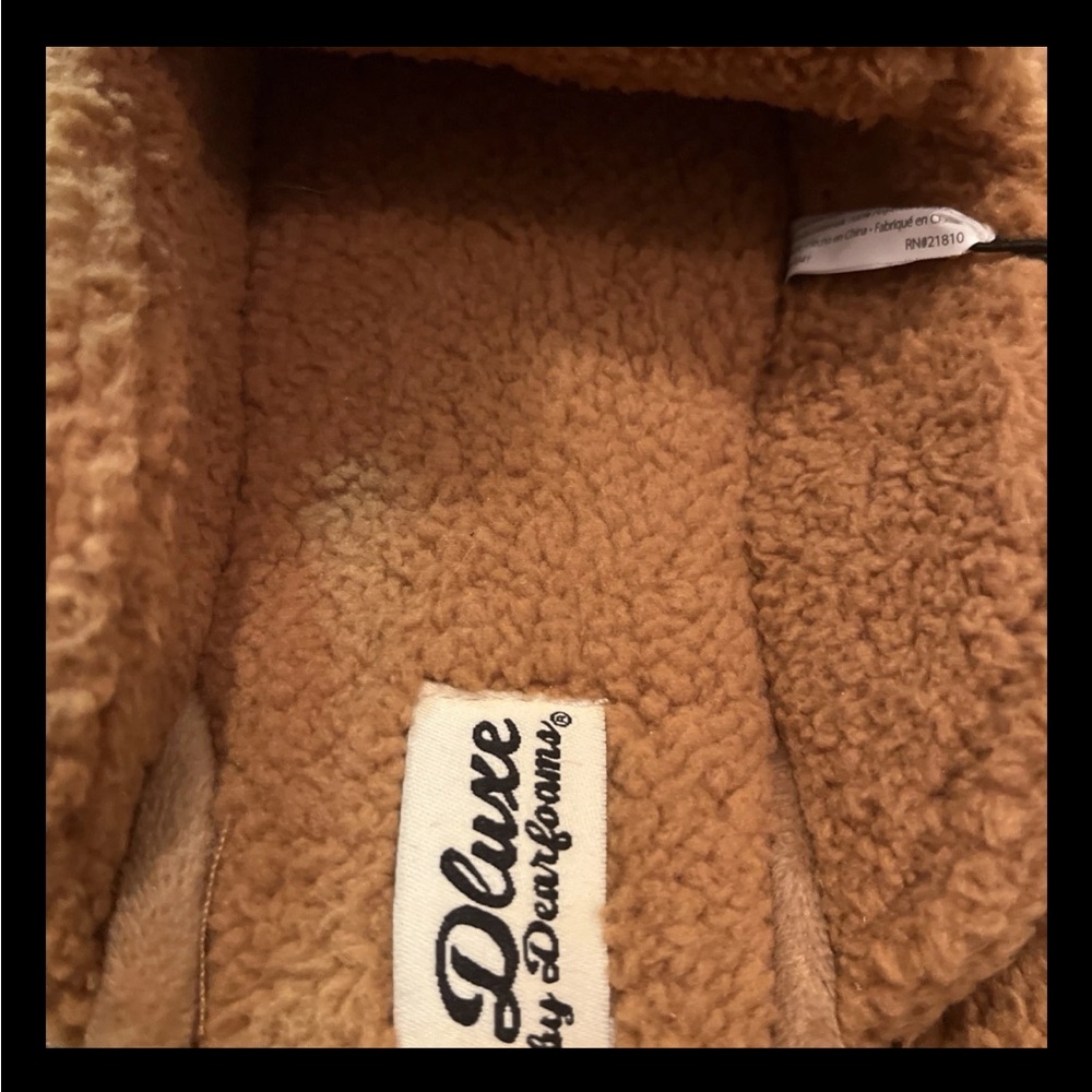 Dluxe By Dearfoams Womens Saffron Teddy Scuff Slippers Chestnut Brown L NWT - Picture 6 of 12